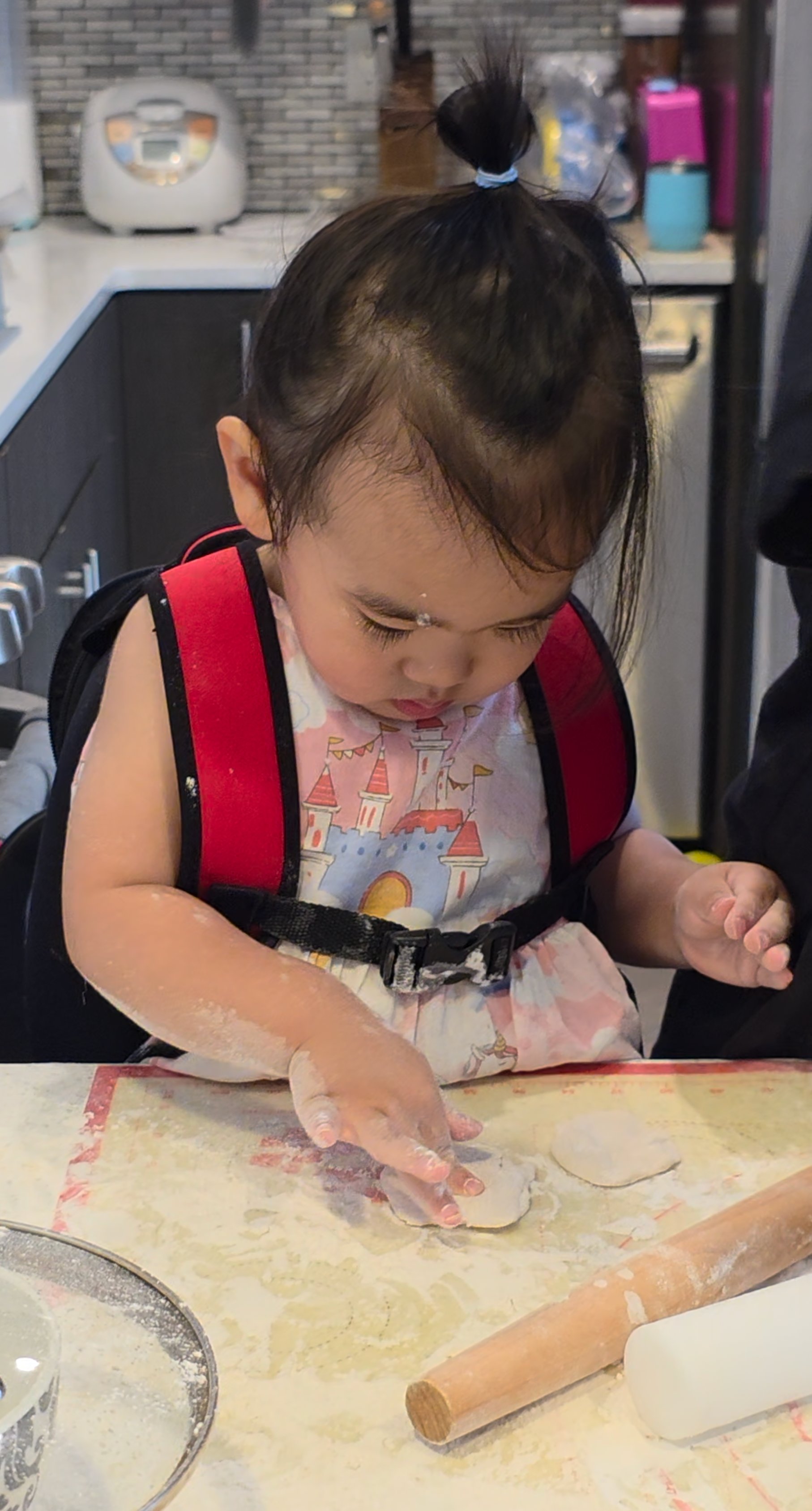 Girls eating dumplings
